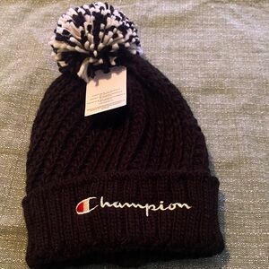 Champion Mens Black and White Knit Beanie